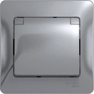 Розетка электрическая Schneider со шторками с откидной крышкой (Алюминий)