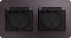 Влагозащищенная розетка электрическая IP44 Schneider со шторками с откидной крышкой двойная (Сиреневый туман)
