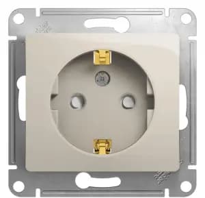 Розетка электрическая Schneider со шторками (Молочный)