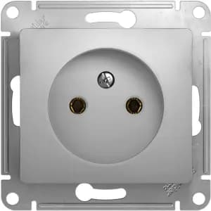 Розетка электрическая Schneider без заземления (Алюминий)