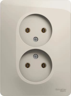 Розетка электрическая Schneider без заземления двойная (Молочный)
