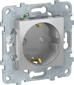 Розетка электрическая Schneider со шторками (Алюминий)