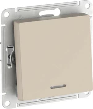 Одноклавишный выключатель с подсветкой на автозажимах (Песочный)