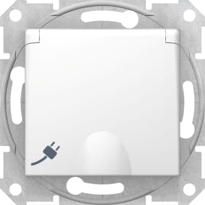 Розетка электрическая Schneider со шторками с откидной крышкой (Белый)