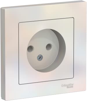 Розетка электрическая Schneider без заземления с рамкой (Жемчуг)