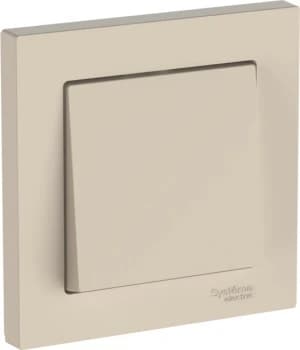 Одноклавишный выключатель в комплекте с рамкой на автозажимах (Песочный)