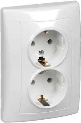Розетка электрическая Schneider с рамкой двойная (Белый)