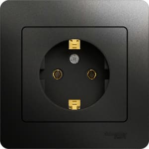 Розетка электрическая Schneider с рамкой (Антрацит)