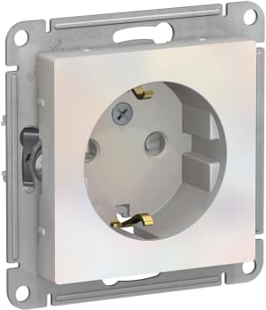 Розетка электрическая Schneider со шторками (Жемчуг)