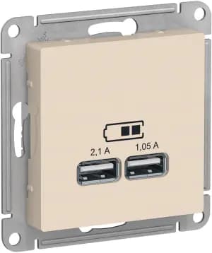 Зарядное устройство USB Schneider, USB-A x 2, 2.1A, 2.1A (бежевый)