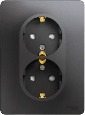 Розетка электрическая Schneider со шторками двойная (Графит)