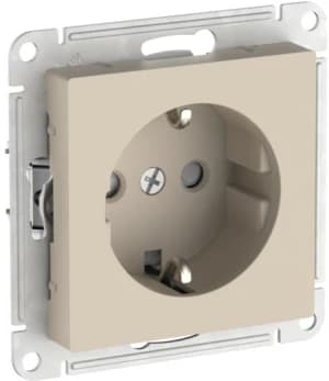 Розетка электрическая Schneider со шторками на автозажимах (Песочный)