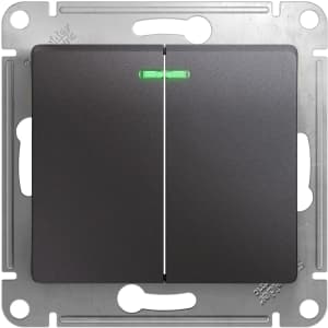 Двухклавишный выключатель с подсветкой (Графит)