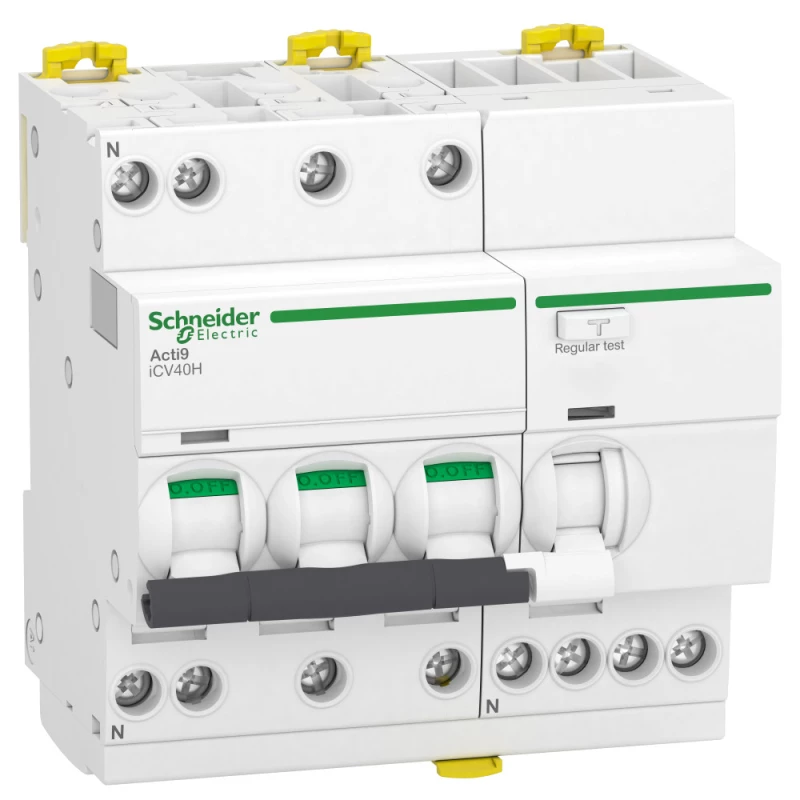 Дифференциальный автомат (АВДТ) Schneider Acti9 iCV40 - 3P+N - 10A - A - 30mA - тип C - 10kA Дифференциальный автомат (АВДТ) Schneider Acti9 iCV40 - 3P+N - 10A - A - 30mA - тип C - 10kA