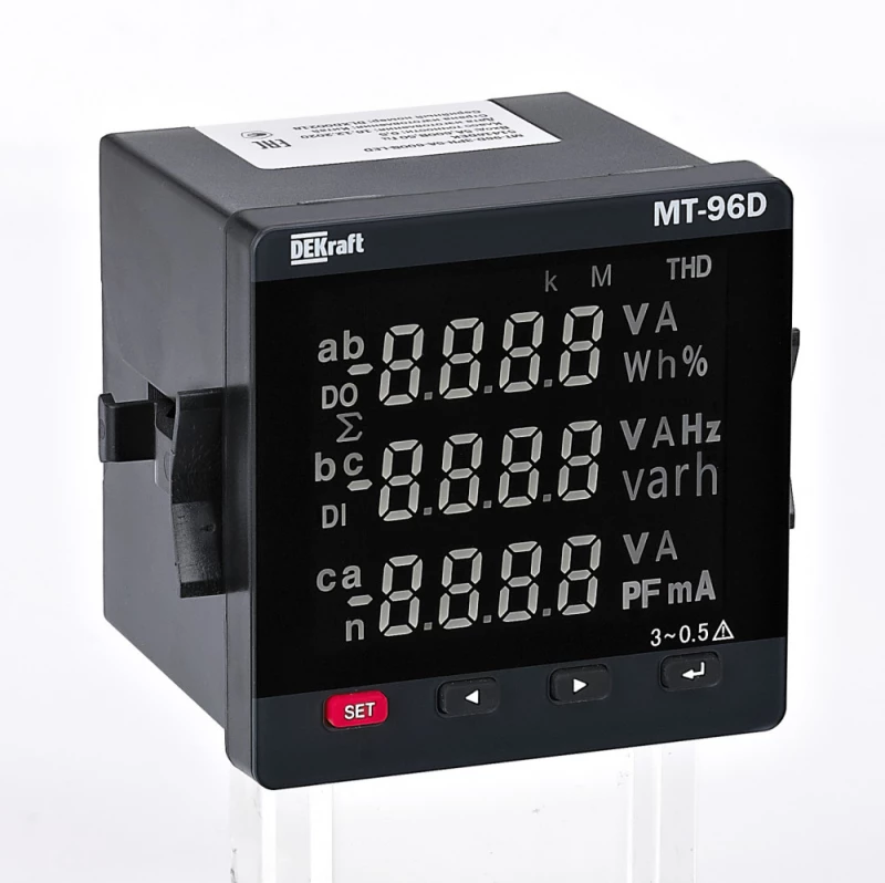 Мультиметр цифровой 96х96мм трехфазный, вход 600В 1А, RS485, LED-дисплей МТ-96D Мультиметр цифровой 96х96мм трехфазный, вход 600В 1А, RS485, LED-дисплей МТ-96D