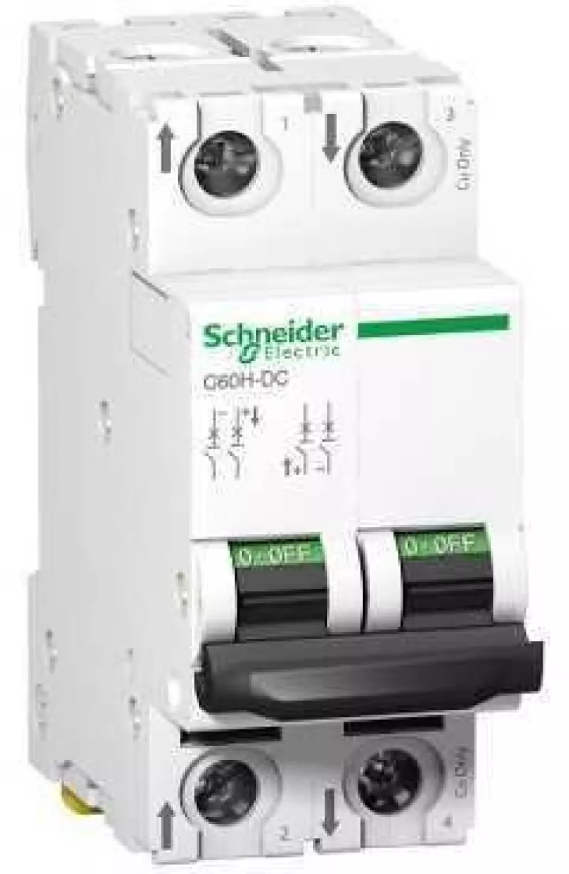 Автоматический выключатель Schneider Acti 9 C60H-DC - DC - 2P - 16A - C - 10kA - 4M - 440В Автоматический выключатель Schneider Acti 9 C60H-DC - DC - 2P - 16A - C - 10kA - 4M - 440В