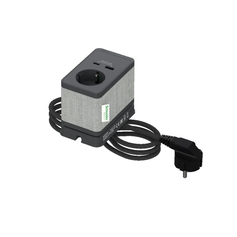 US+Блок розеточный с зажимом, с 1 розеткой (2К+З) и 2 зарядками USB (A+C) АНТРАЦ US+Блок розеточный с зажимом, с 1 розеткой (2К+З) и 2 зарядками USB (A+C) АНТРАЦ
