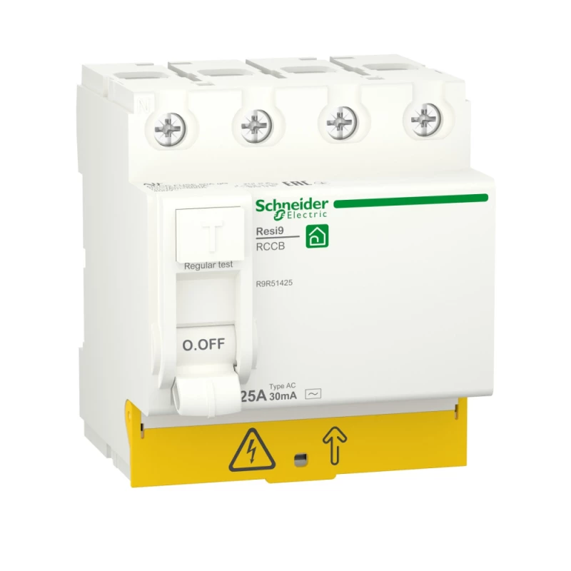 Устройство защитного отключения (УЗО/ВДТ) Schneider Resi9 - 3P+N - 25A - AC - 30mA Устройство защитного отключения (УЗО/ВДТ) Schneider Resi9 - 3P+N - 25A - AC - 30mA