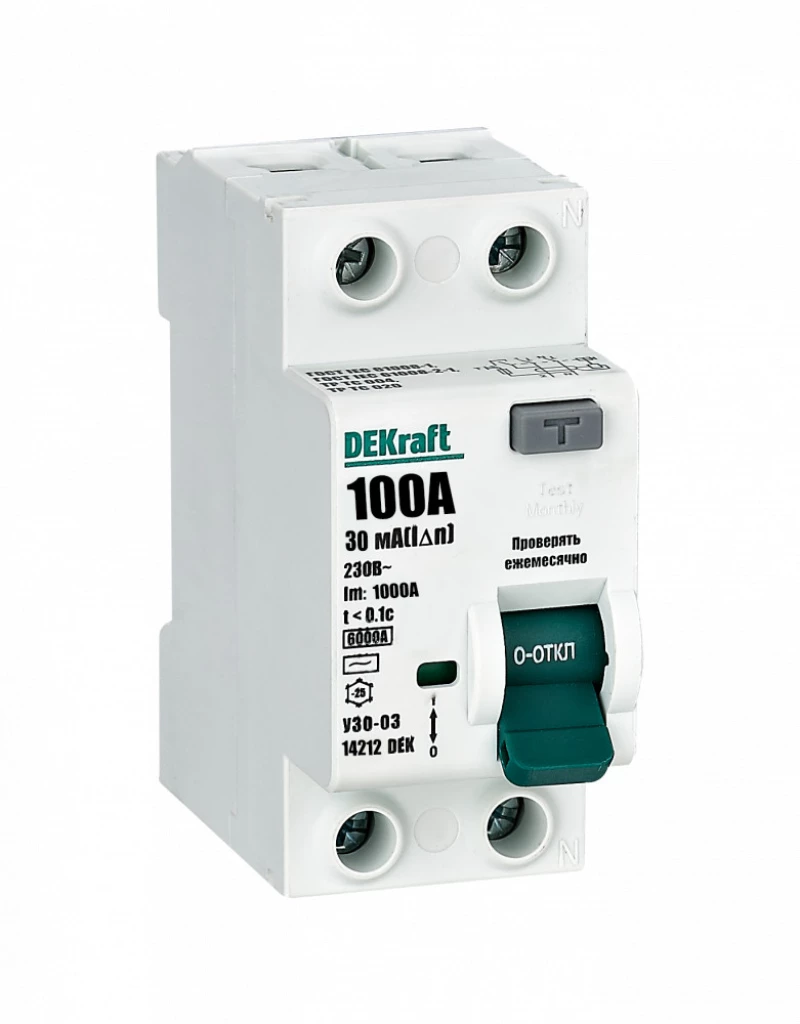 Устройство защитного отключения (УЗО/ВДТ) Dekraft УЗО-03 - 1P+N - 100A - AC - 30mA Устройство защитного отключения (УЗО/ВДТ) Dekraft УЗО-03 - 1P+N - 100A - AC - 30mA