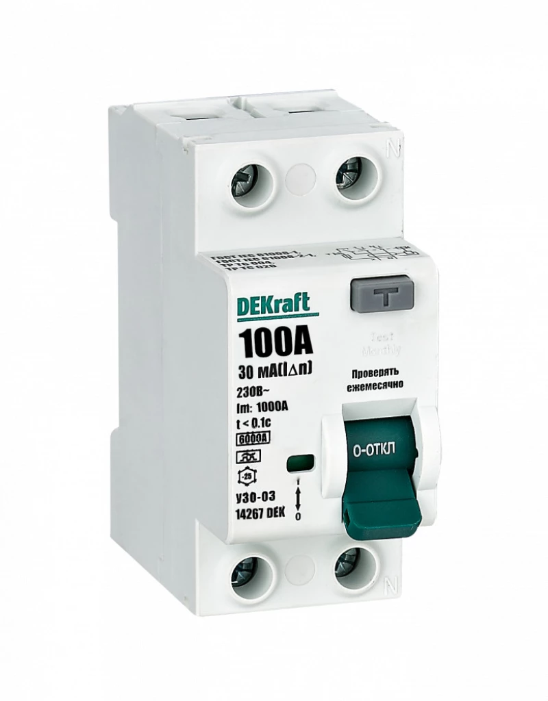 Устройство защитного отключения (УЗО/ВДТ) Dekraft УЗО-03 - 1P+N - 100A - A - 30mA Устройство защитного отключения (УЗО/ВДТ) Dekraft УЗО-03 - 1P+N - 100A - A - 30mA