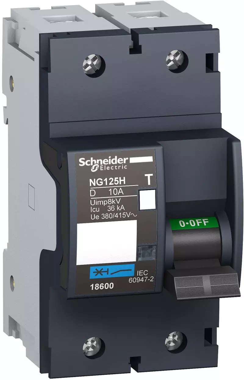 Автоматический выключатель Schneider Acti9 NG125H - 2P - 10A - C - 36kA - 3M Автоматический выключатель Schneider Acti9 NG125H - 2P - 10A - C - 36kA - 3M