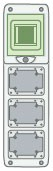 Мини-щит Kaedra для промышленных разъемов – 4 модуля, 3 отверстия 65х85 мм.