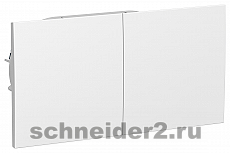 Розетка электрическая двойная с заземлением со шторками со сдвижными крышкам в сборе с рамкой Schneider Atlas Design (белый)