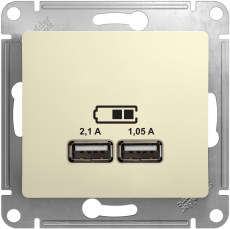 Зарядное устройство USB Schneider, USB-A x 2, 2.1A (Бежевый)