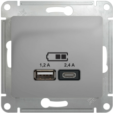 Зарядное устройство USB Schneider, USB-A + USB-C, 2.4A (Алюминий)