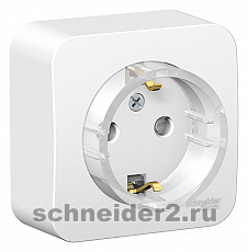 Розетка электрическая Schneider со шторками с изолирующей пластиной с рамкой (Белый)