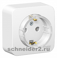 Розетка электрическая Schneider с изолирующей пластиной с рамкой (Белый)