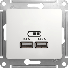 Зарядное устройство USB Schneider, USB-A x 2, 2.1A (Белый)