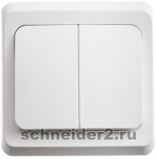 Двухклавишный выключатель в комплекте с рамкой Schneider Этюд (белый)