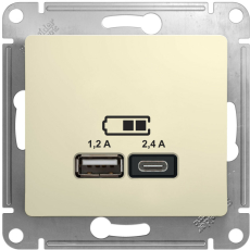 Зарядное устройство USB Schneider, USB-A + USB-C, 2.4A (Бежевый)