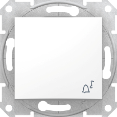 Кнопочный выключатель Sedna с символом «звонок» (белый)