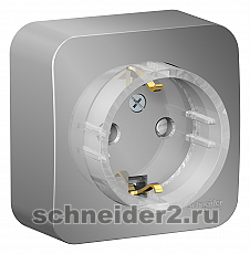 Розетка электрическая Schneider со шторками с изолирующей пластиной (Алюминий)