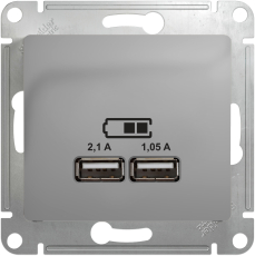 Зарядное устройство USB Schneider, USB-A x 2, 2.1A (Алюминий)