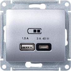 Зарядное устройство USB Schneider, USB-A + USB-C, 45Вт (Алюминий)