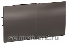 Розетка электрическая двойная с заземлением со шторками со сдвижными крышкам в сборе с рамкой Schneider Atlas Design (мокко)