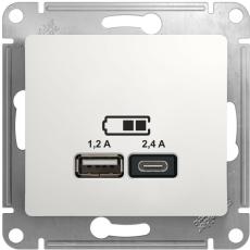 Зарядное устройство USB Schneider, USB-A + USB-C, 2.4A (Белый)