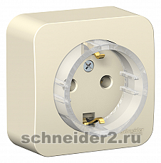 Розетка электрическая Schneider с изолирующей пластиной с рамкой (Молочный)