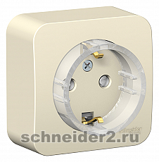 Розетка электрическая Schneider со шторками с изолирующей пластиной (Молочный)