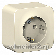 Розетка электрическая Schneider с изолирующей пластиной с рамкой (Молочный)