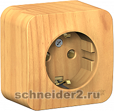 Розетка электрическая Schneider с изолирующей пластиной (Ясень)