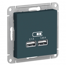 USB-зарядка 2 порта макс. 2,1А Schneider Atlas Design (изумруд)