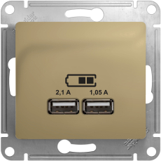 Зарядное устройство USB Schneider, USB-A x 2, 2.1A (Титан)