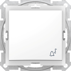 Кнопочный выключатель Sedna с символом «звонок», IP44 (белый)