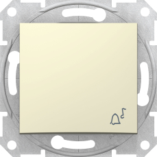 Кнопочный выключатель Sedna с символом «звонок» (бежевый)
