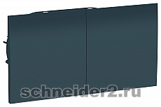 Розетка электрическая двойная с заземлением со шторками со сдвижными крышкам в сборе с рамкой Schneider Atlas Design (изумруд)