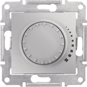 Поворотно-нажимной светорегулятор (диммер) Sedna индуктивный, 60-500 Вт/ВА, проходной (алюминий) | Артикул: SDN2200560